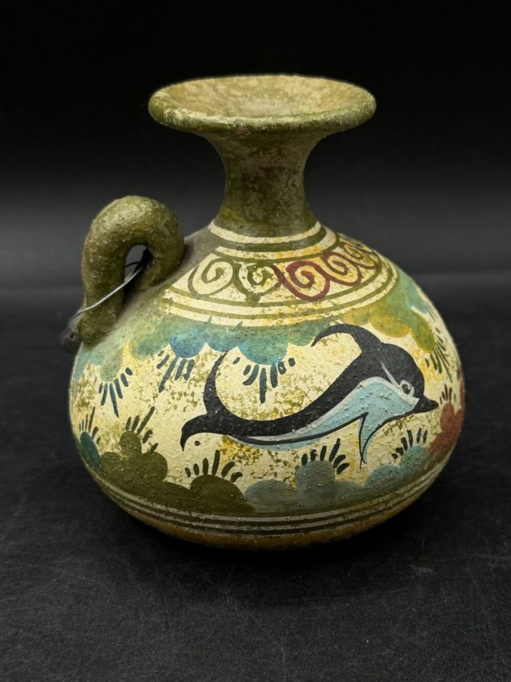 Minoan Dolphin Vase Jug Hand Painted Terracotta Greek Art Greece